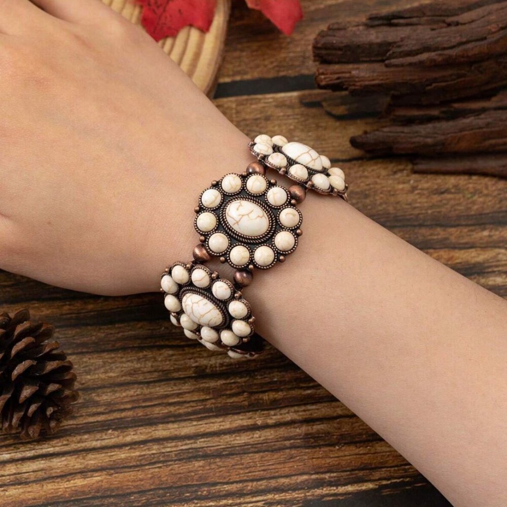 White Turquoise Stretch Bracelet. NWT